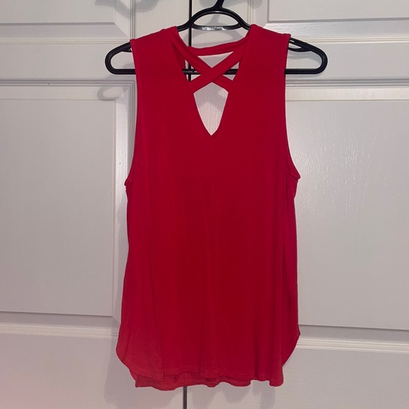 bright orange/red criss cross tank top. Worn once, willing to negotiate price! - Picture 1 of 2